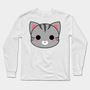 Cute Grey Tabby Cat Long Sleeve T-Shirt